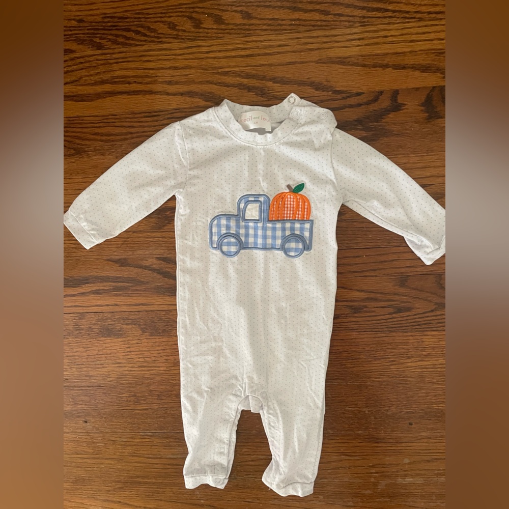 Baby Cecil & Lou outfit with Truck and Pumpkin Design